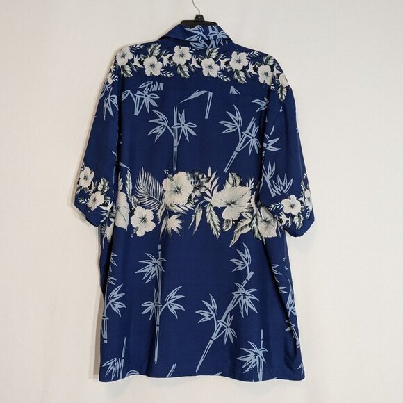 ALVISH Blue Floral Hawaiian Tropical Short Sleeve Button Shirt; Men's Size 2XL - Picture 2 of 3